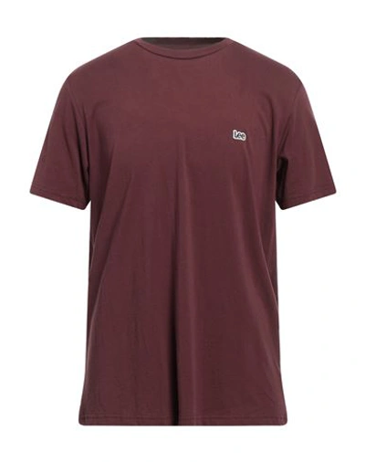Shop Lee Man T-shirt Burgundy Size S Cotton In Red