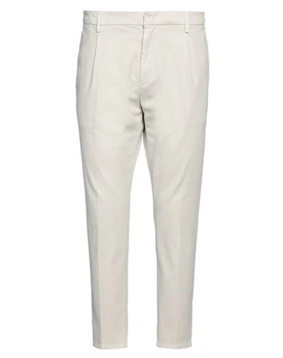 Shop Dondup Man Pants Light Grey Size 35 Cotton, Elastane
