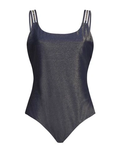 Shop Emporio Armani Woman One-piece Swimsuit Navy Blue Size 8 Polyamide, Elastane, Polyester