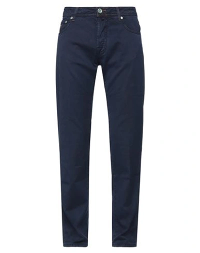 Shop Jacob Cohёn Man Pants Navy Blue Size 34 Cotton, Elastane