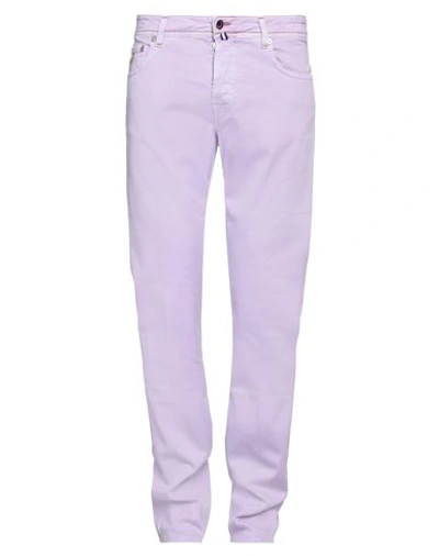 Shop Jacob Cohёn Man Pants Light Purple Size 34 Cotton, Elastane