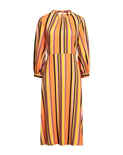 Closet Woman Midi Dress Orange Size 12 Viscose In Orange