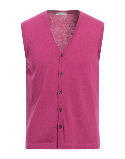 Shop Block23 Man Cardigan Mauve Size M Wool, Viscose, Recycled Polyacrylic, Cashmere In Purple