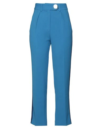 Shop Marani Woman Pants Azure Size 4 Polyester, Viscose, Cotton, Elastane In Blue