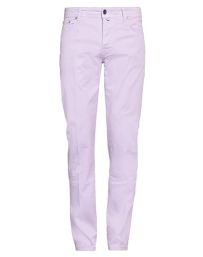 Shop Jacob Cohёn Man Pants Light Purple Size 31 Cotton, Elastane