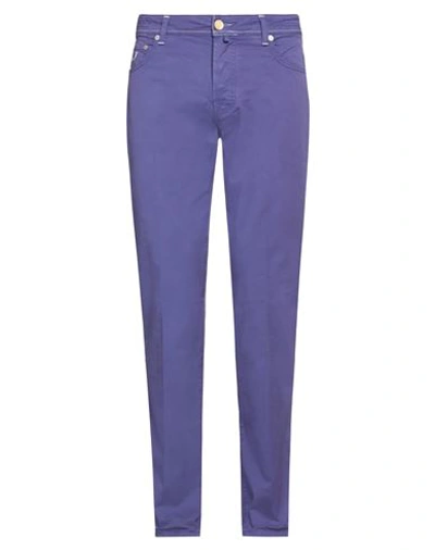 Shop Jacob Cohёn Man Pants Purple Size 33 Cotton, Elastane