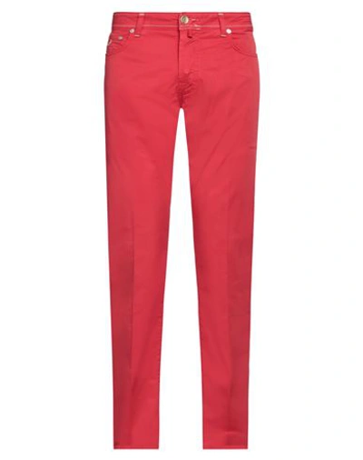 Shop Jacob Cohёn Man Pants Red Size 35 Cotton, Elastane