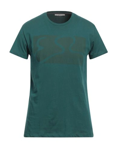 Shop Yes Zee By Essenza Man T-shirt Emerald Green Size Xl Cotton