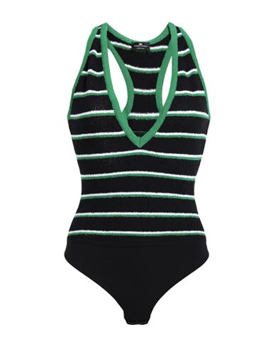 Shop Elisabetta Franchi Woman Bodysuit Green Size 8 Cotton, Polyamide, Elastane