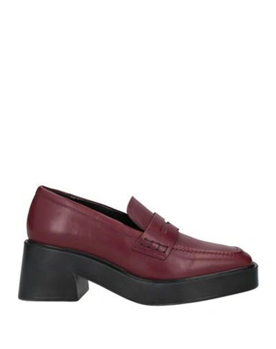 Shop Lorenzo Mari Woman Loafers Burgundy Size 6 Soft Leather In Red