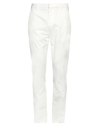 Shop Dondup Man Pants White Size 34 Cotton, Elastane