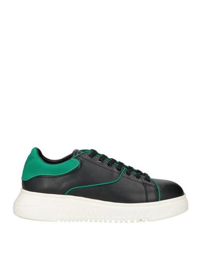 Shop Emporio Armani Woman Sneakers Black Size 6.5 Soft Leather, Textile Fibers