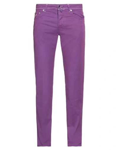 Shop Jacob Cohёn Man Pants Mauve Size 33 Cotton In Purple