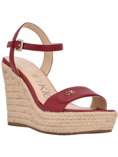 Shop Calvin Klein Hamal Womens Faux Leather Strappy Espadrille Heels In Pink