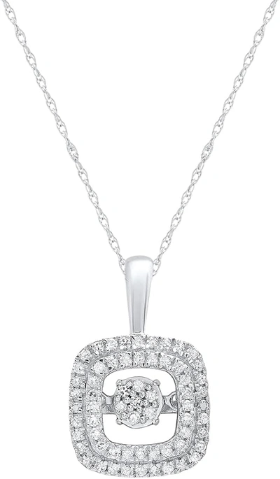 Max + Stone Dancing Diamond Beloved Brilliance Pendant Necklace In 925 Sterling Silver (1/5 Ct) With 18 Inch Cha In White