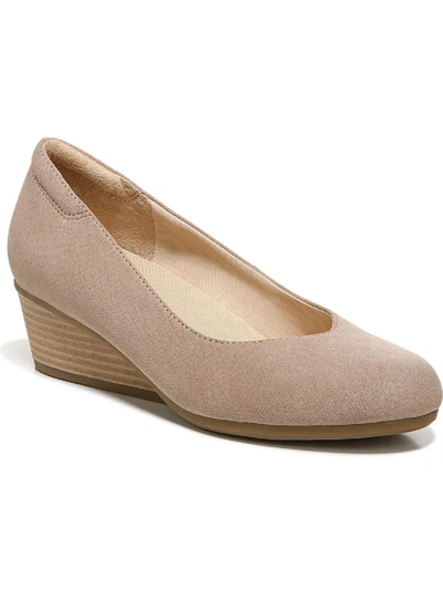 Shop Dr. Scholl's Shoes Be Ready Womens Faux Suede Slip On Wedge Heels In Brown