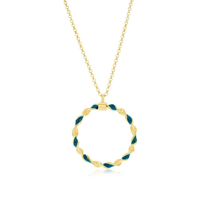 Shop Simona Sterling Silver, Petrolio Enamel Twisted Necklace - Gold Plated In Green