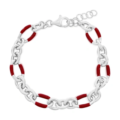 Shop Simona Sterling Silver, Red Lava Enamel Bracelet