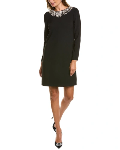 Shop Carolina Herrera Embellished Shift Dress In Black