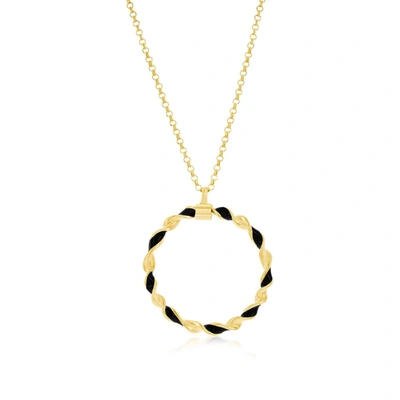 Shop Simona Sterling Silver, Black Enamel Twisted Necklace - Gold Plated