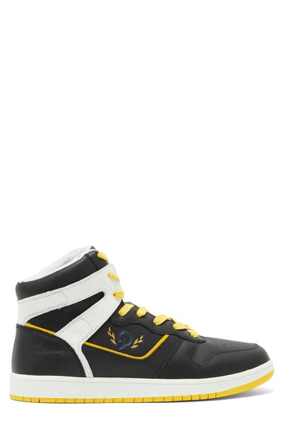 Shop Official Program Court High Top Sneaker In Black/ White/ Dark Yellow