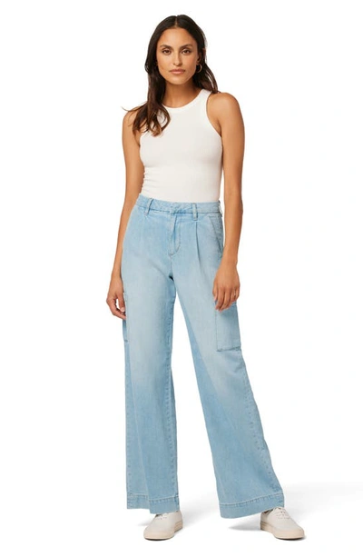 Shop Joe's The Petra Pleated High Waist Cargo Wide Leg Jeans In Blossom