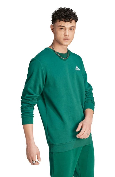 Shop Adidas Originals Fleece Crewneck Sweatshirt In Collegiate Green