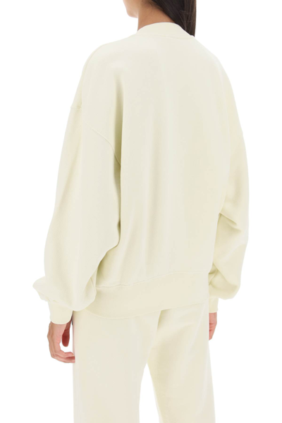 Shop Off-white Crew-neck Sweatshirt With Flocked Logo In Beige Black (white)