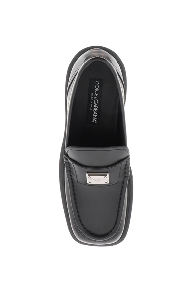 Shop Dolce & Gabbana Leather Mocassins In Nero (black)