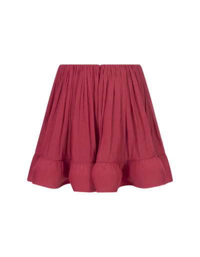Shop Lanvin Watermelon Charmeuse Skirt With Ruffles In Rosa