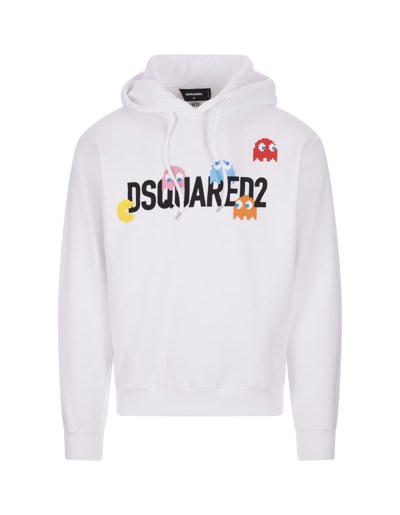 Shop Dsquared2 White Pac-man Cool Hoodie In Bianco