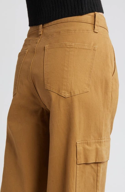 Shop Prosperity Denim High Waist Wide Leg Cargo Jeans In Tan