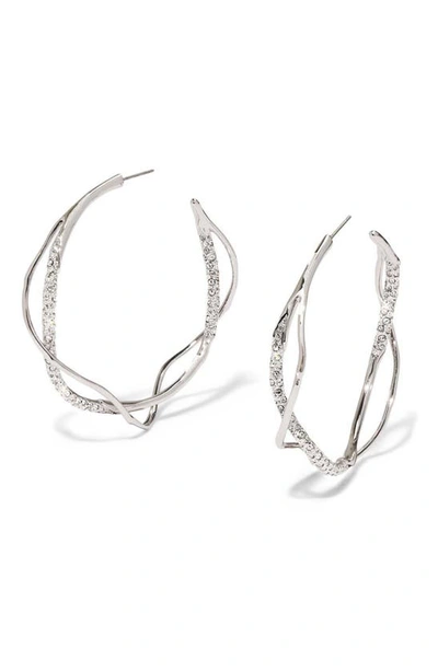 Shop Alexis Bittar Intertwined Pavé Hoop Earrings In Champagne