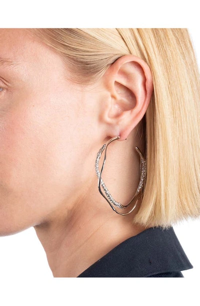 Shop Alexis Bittar Intertwined Pavé Hoop Earrings In Champagne