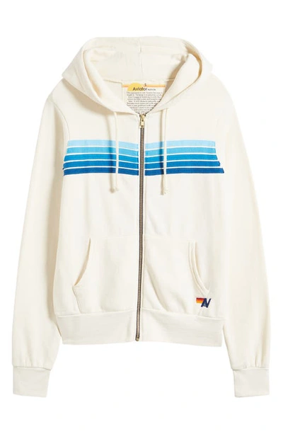 Shop Aviator Nation 5-stripe Zip Hoodie In Vintage White/blue