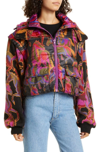 Farm Rio Wild Horses Reversible Jacket In Wild Horses Black | ModeSens