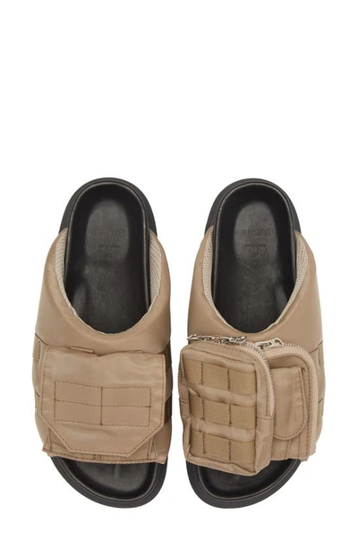Shop Sacai Pockets Slide Sandal In Beige
