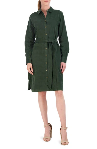 Shop Foxcroft Rocca Long Sleeve Corduroy Shirtdress In Dark Green