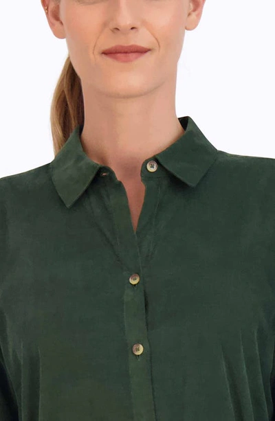 Shop Foxcroft Rocca Long Sleeve Corduroy Shirtdress In Dark Green