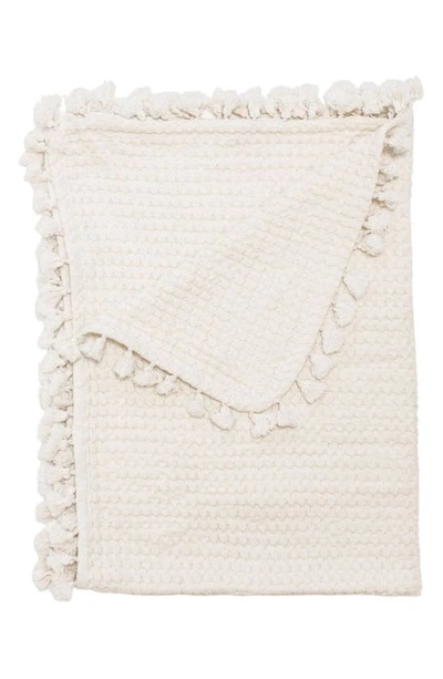 Shop Crane Air Crane Baby Birch Tassel Waffle Knit Cotton Baby Blanket In White