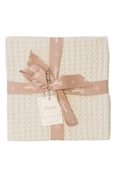 Shop Crane Air Birch Tassel Waffle Knit Cotton Baby Blanket In White