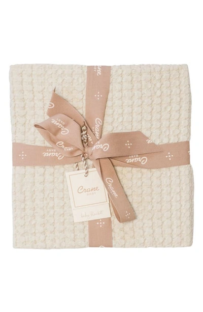 Crane Air Birch Tassel Waffle Knit Cotton Baby Blanket In White