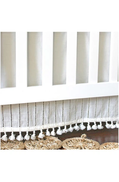 Crane Air Tassel Trim Crib Skirt In White