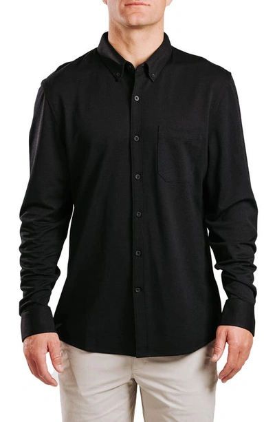 Shop Western Rise Limitless Merino Wool Blend Button-down Shirt In Black