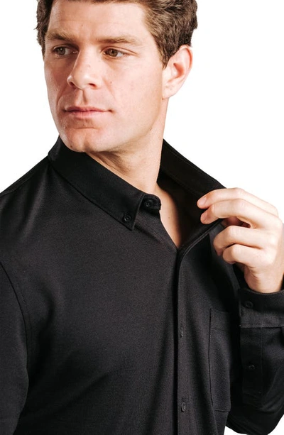 Shop Western Rise Limitless Merino Wool Blend Button-down Shirt In Black