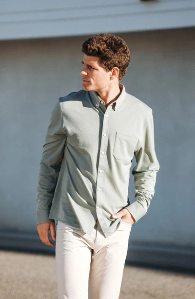 Shop Western Rise Limitless Merino Wool Blend Button-down Shirt In Sage
