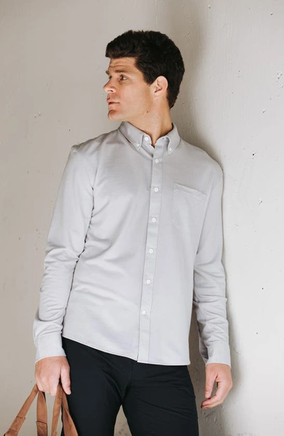 Shop Western Rise Limitless Merino Wool Blend Button-down Shirt In Smoke