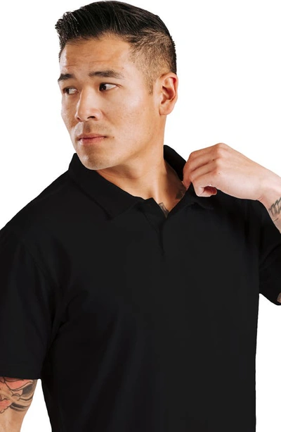 Western Rise Cotton Blend Polo Shirt In Black