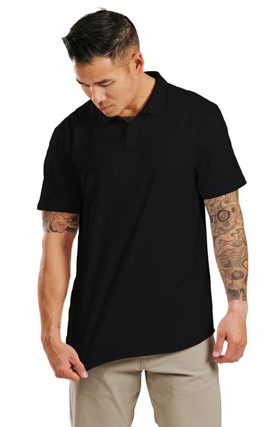 Shop Western Rise Cotton Blend Polo Shirt In Black