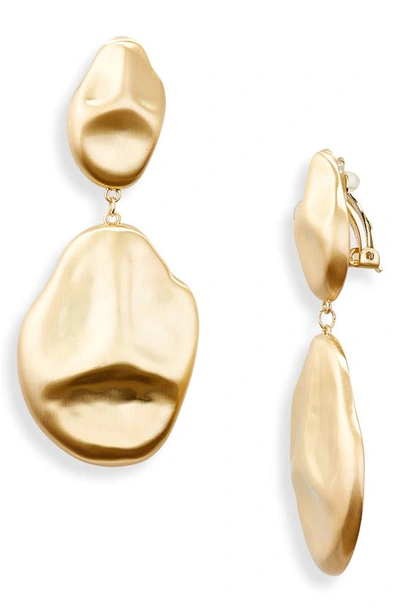 Shop Cult Gaia Dunia Brushed Metal Drop Earrings In Brushed Brass